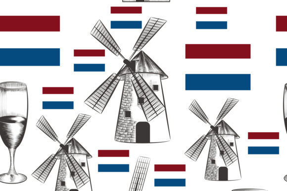 Download Vector Pattern with Mills, Holland Flag - Pattern Collection