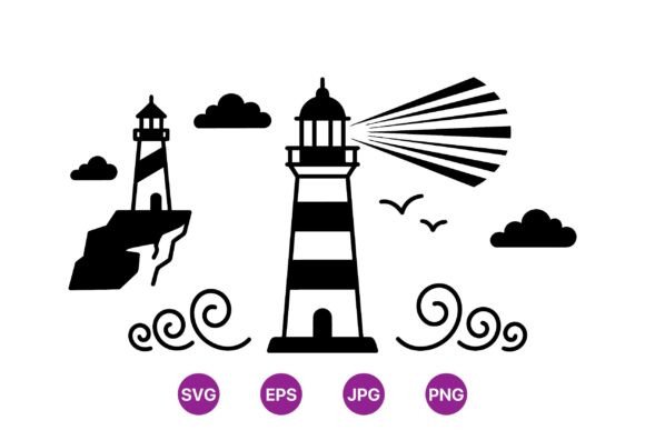 Download Coastal Lighthouse SVG Design Set - Sign Collection