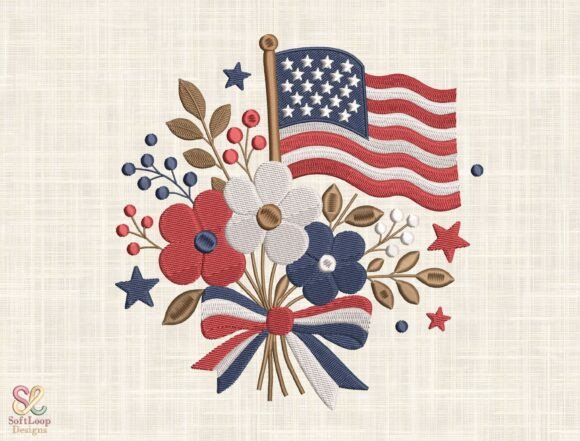 Download Patriotic Floral Embroidery Design - Sign Collection