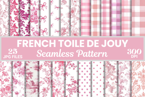 Download Pink French Toile De Jouy Seamless Pattern - Pattern Collection