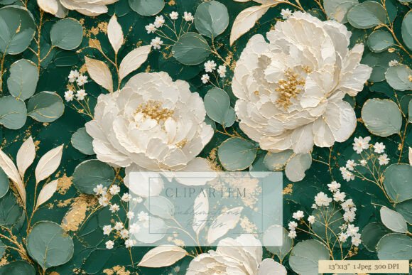Download Emerald Peony Gold Floral Pattern - Pattern Collection