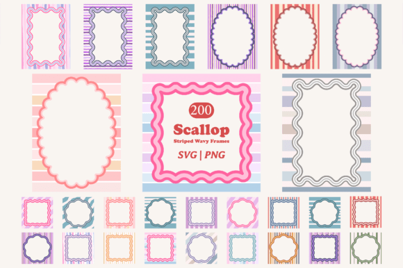 Download Scallop Wavy Frame Clipart Bundle - Bundle Collection