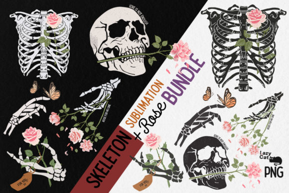 Download Skeleton with Rose Sublimation Bundle - Bundle Collection