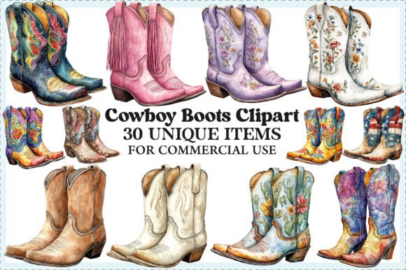 Download Cowboy Boots Clipart Bundle - Bundle Collection
