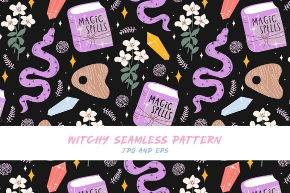 Download Cute Witchy Seamless Vector Pattern - Pattern Collection
