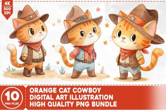 Download Orange Cat Cowboy PNG Bundle - Bundle Collection