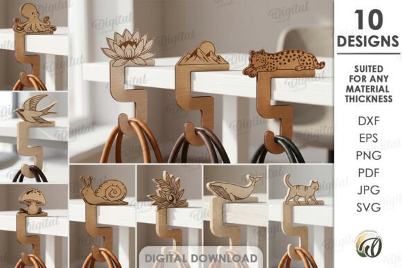 Download 3D Bag Hook Hangers Bundle Laser Cut - Bundle Collection