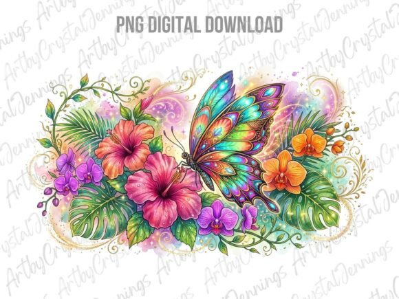 Download Vibrant Tropical Butterfly Floral PNG - Premium Resources