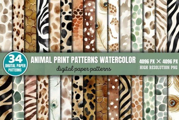 Download Animal Print Patterns Watercolor Digital - Pattern Collection