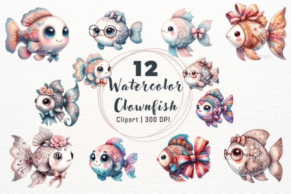 Download Watercolor Clownfish Fishes Clipart - Fishes Collection