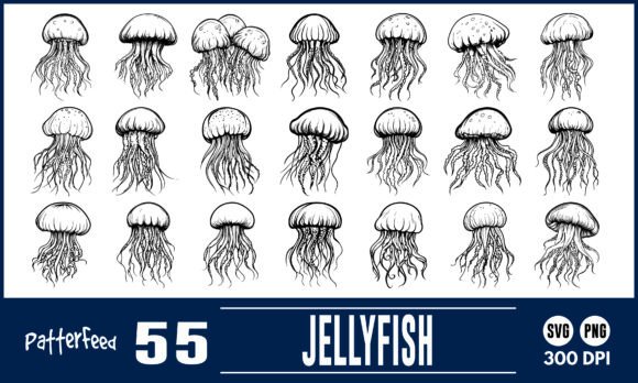 Download Jellyfish Svg Png Silhouette File Bundle - Bundle Collection
