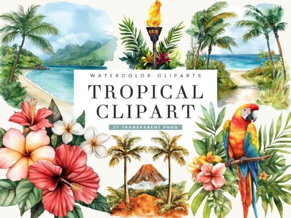 Download Watercolor Tropical Clipart Bundle - Premium Resources