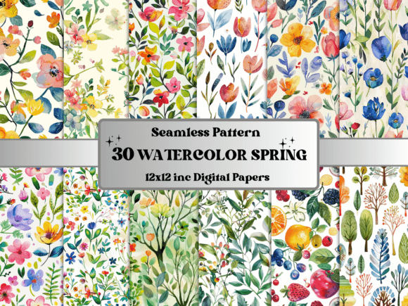 Download Seamless Watercolor Spring Pattern Paper - Pattern Collection