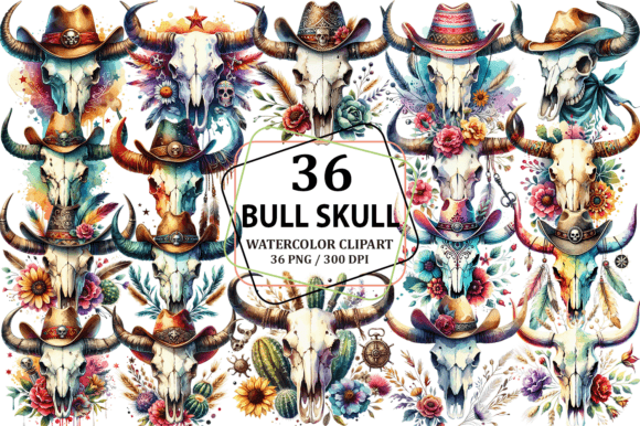 Download Bull Skull Clipart Western PNG Bundle - Bundle Collection
