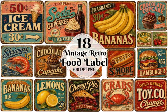 Download Vintage Retro Food Label &amp; Signage - Sign Collection