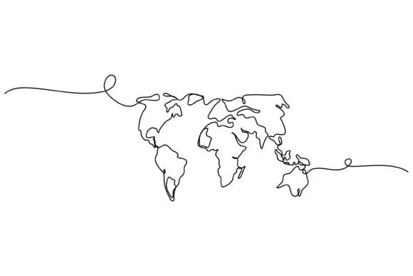 Download Continuous One Line Design of World Map - Sign Collection