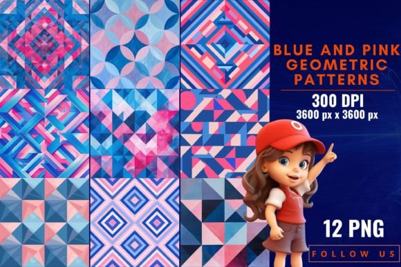 Download Blue and Pink Geometric Patterns - Pattern Collection