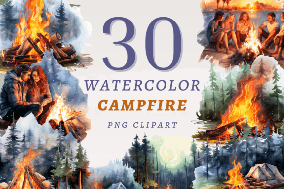 Download Watercolor Campfire PNG Bundle - Bundle Collection