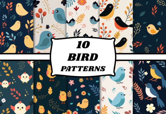 Download Bird Pattern Set Wildlife Animal Art - Pattern Collection