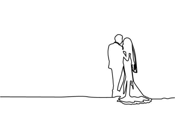 Download Abstract Line Art Couple Wedding Design - Sign Collection