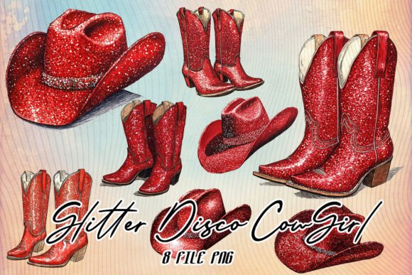 Download Glitter Disco Cowgirl Cowboy Clipart PNG - Premium Bundle