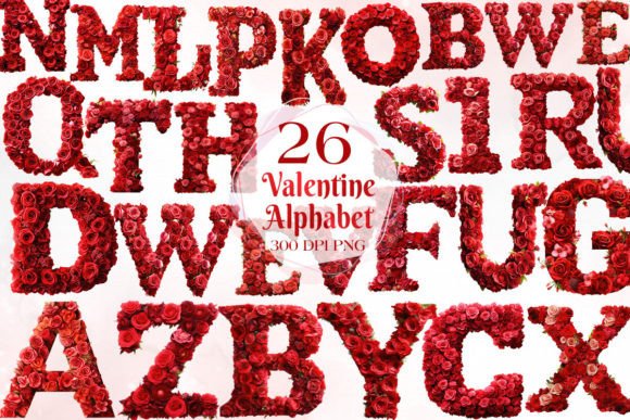 Download Valentine Rose Alphabet Clipart Bundle - Bundle Collection