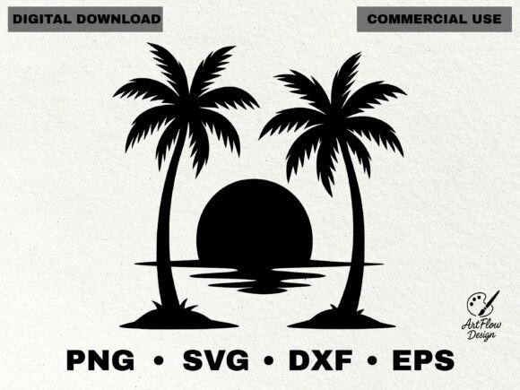 Download Tropical Sunset Palm Trees Silhouette - Premium Resources