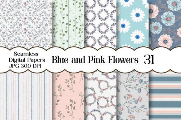 Download Blue and Pink Flowers Pattern - Pattern Collection