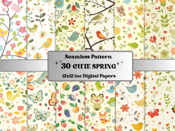 Download Seamless Cute Spring Pattern Paper - Pattern Collection