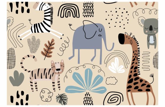 Download Vector Pattern with Cute Animals - Pattern Collection