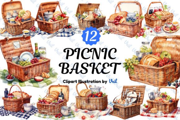 Download Picnic Basket Clipart Watercolor Bundle - Bundle Collection