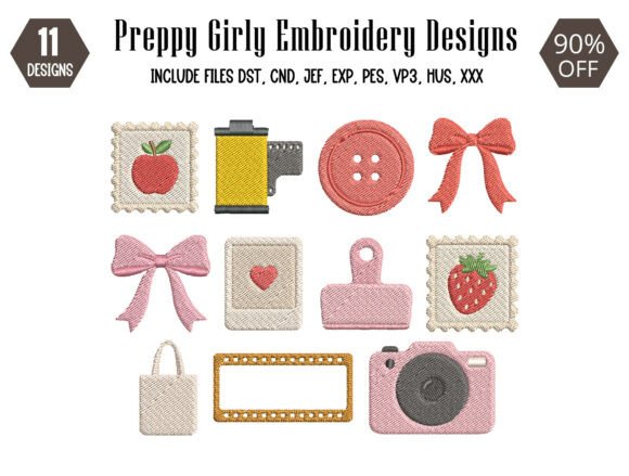 Download Preppy Girly Mini Embroidery Design - Sign Collection