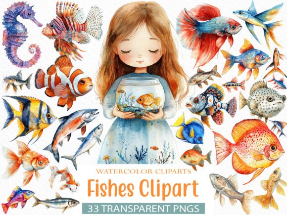 Download Watercolor Fishes Clipart - Fishes Collection